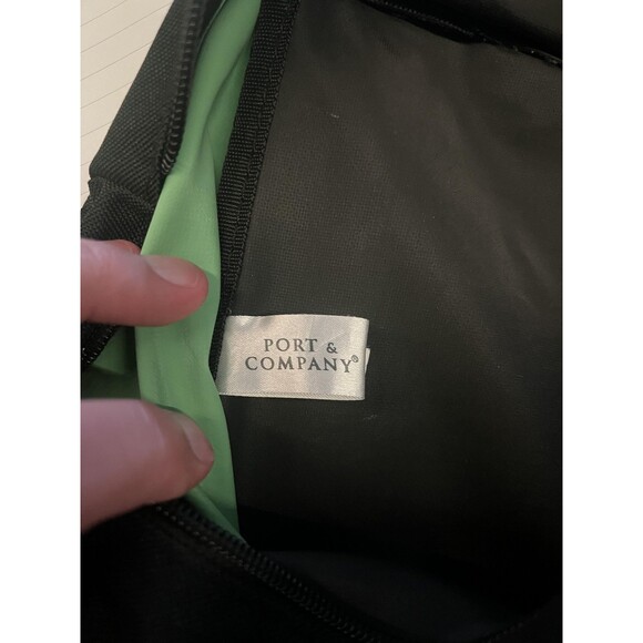 Port & Company Tote Bag Black Green Zip Top Mesh Pockets Shamrock Clover Irish - Picture 12 of 13